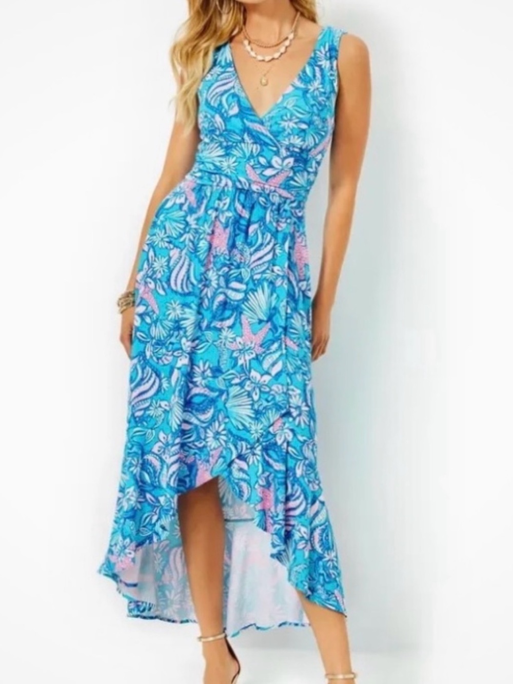 Lilly Pulitzer Women’s ' Blue and Pink Floral High-Low Dress